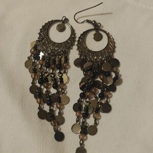 Elegant Silver and Black Dangle Earrings